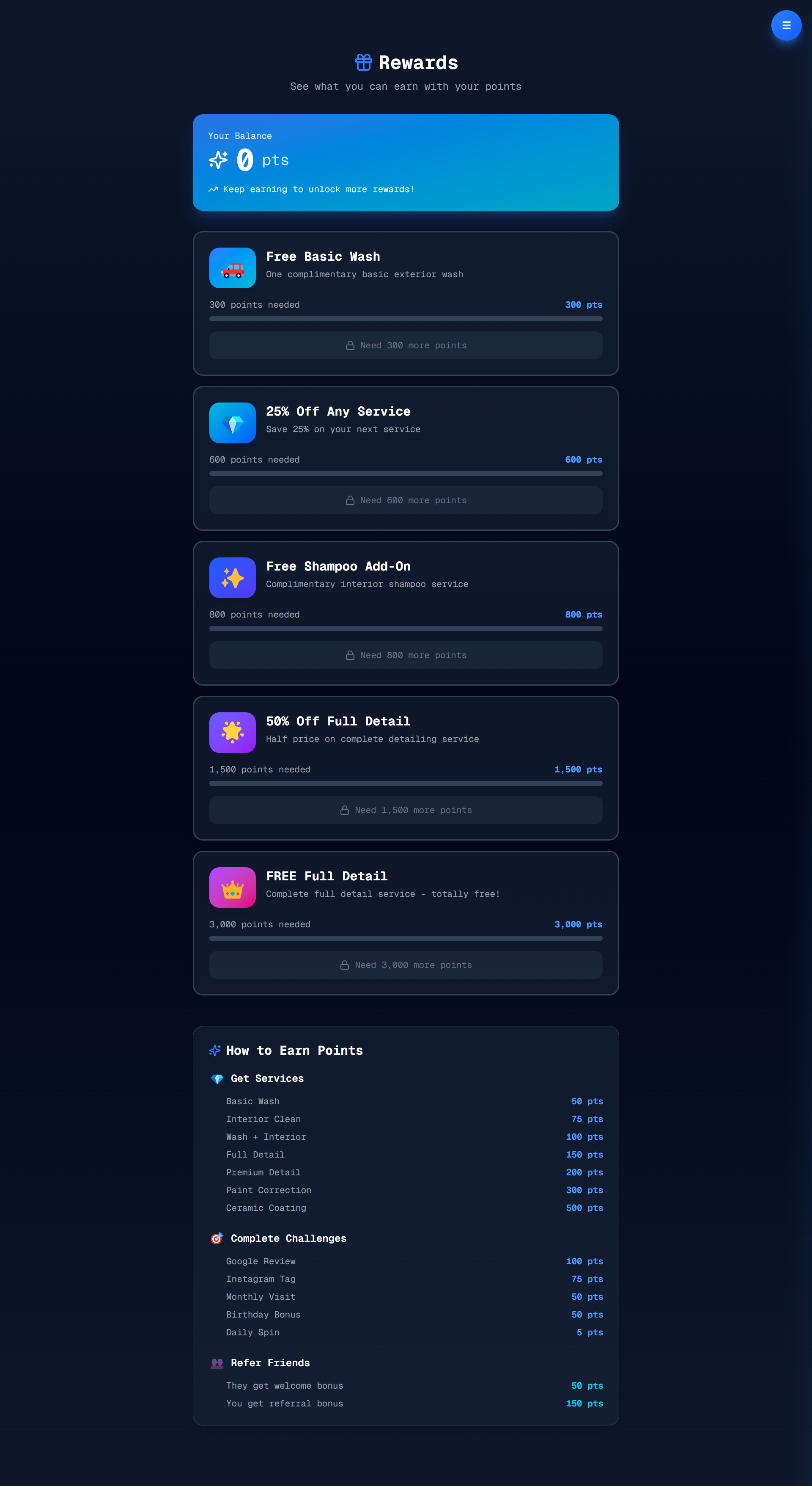 Customer Rewards - Redeem points for services and perks